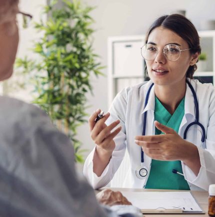 Doctor and patient are discussing at clinic